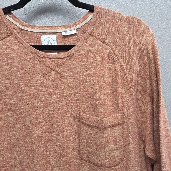 Volcom Sweater Mens Medium Orange Stand Not Swtr Pullover Pocket Crewneck Casual - Picture 2 of 10